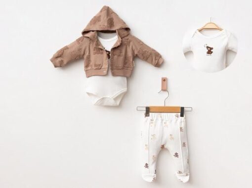 Ensemble bébé 3 pièces en coton pur - Douceur Naturelle