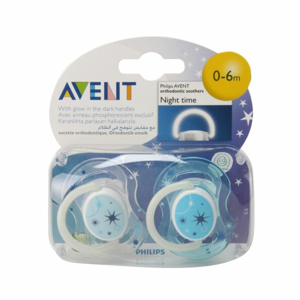 AVENT – Pack 2 Sucettes 6 18 mois Nuit Phosphorescentes -3585