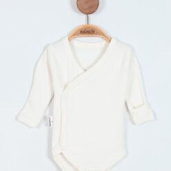 Body Croisé en Coton blanc Moufles Intégrées - Douceur extrême