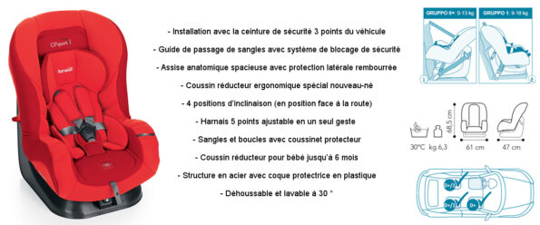 brevi siege auto rouge