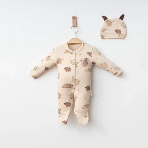 Grenouillère comfy Coton Bio avec bonnet - Flying bear