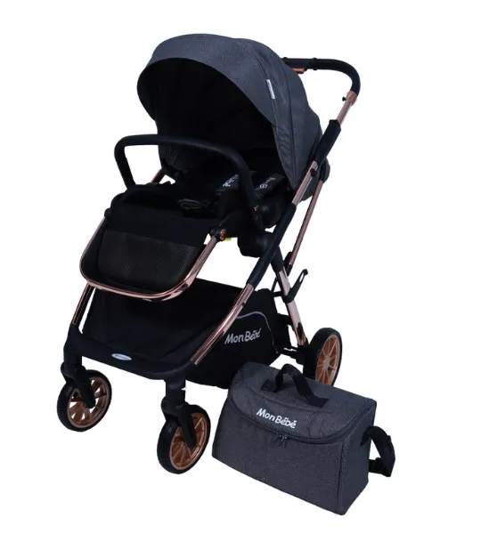 Poussette Reversible Avec Sac Et Cache Pieds En Gris Mon Bebe Allo Bebe Maroc