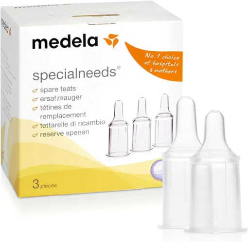 Découvrez nos tétines de remplacement SpecialNeeds Medela (lot de 3). Spécialement conçues pour le biberon Medela SpecialNeeds, elles offrent un débit de lait régulé et contrôlé, sensible au moindre effort, idéal pour les bébés aux besoins spécifiques, dès la naissance.