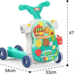 Trotteur multifonction 4 en 1 pour bébé, panneau de jeu, marcheur assis-debout, centre d'activités multifonctionnel pour enfants,