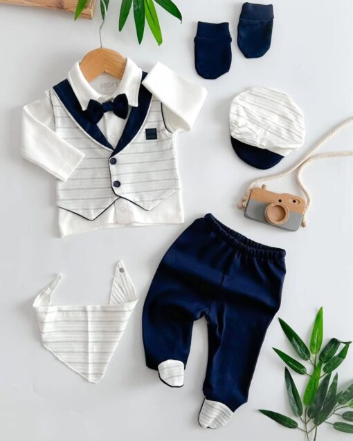 Pack naissance 5pcs élégant : la tenue idéale pour un baptême