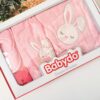 Sortie de Bain Bébé 5 Pièces avec Peignoir à Capuche Rose Motif Lapin + Accessoires – Babydo