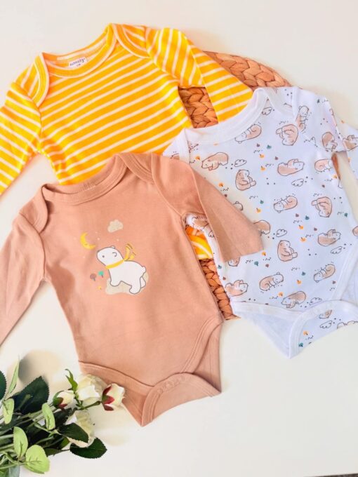 Pack 3 Bodies Bébé Coton Manches Longues