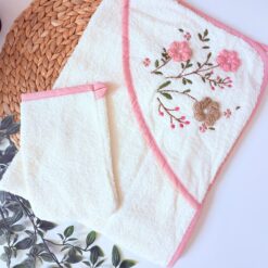Cape de Bain Bébé 2 Pièces Motif Floral – Bebekevi