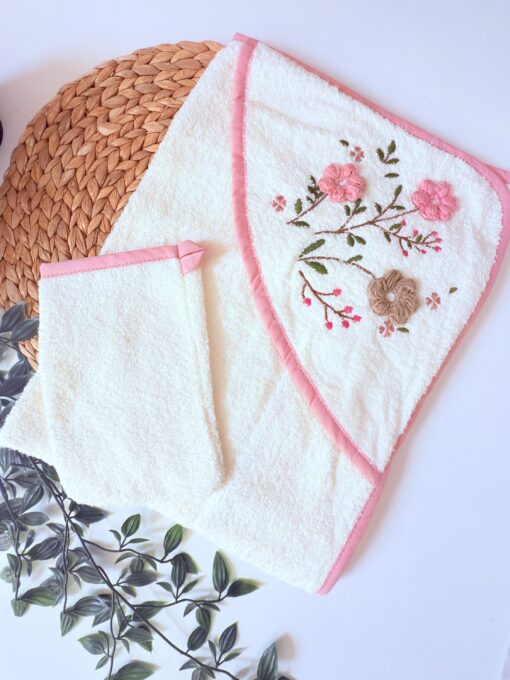 Cape de Bain Bébé 2 Pièces Motif Floral – Bebekevi