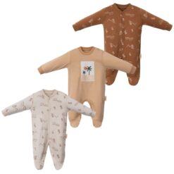 Lot de 3 grenouillères bébé en coton doux : confort jour et nuit