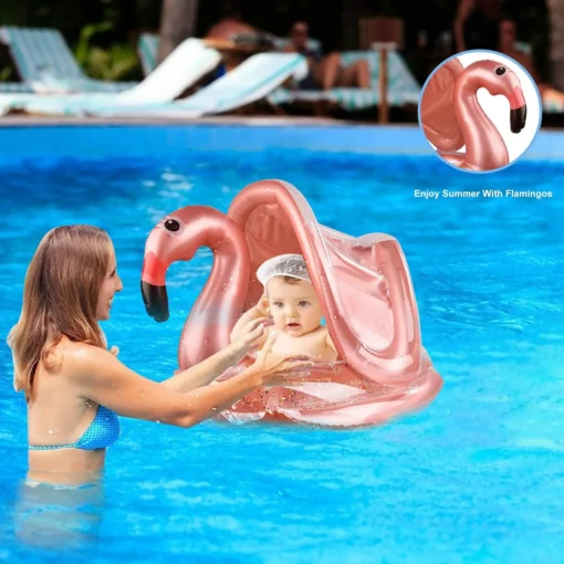 bouee licorne bebe Herefun gonflable avec pare-soleil en PVC