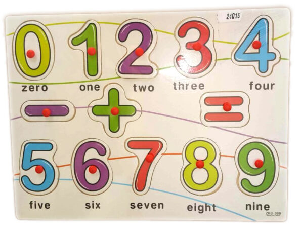 Chiffres en bois avec multiplication et soustraction