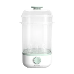 a white and green food steamer kikkaboo