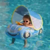 Bouée gonflable bébé Swimbobo – voiture de sport bleue avec auvent UPF50+. Volant avec klaxon