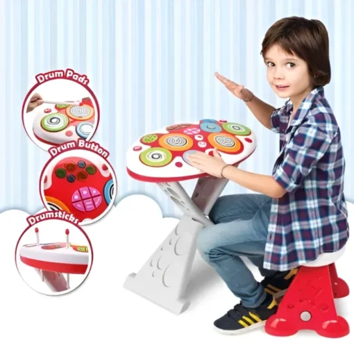Batterie Super Star Winfun – Set Musical Interactif avec Lumières et Sons (3A+)