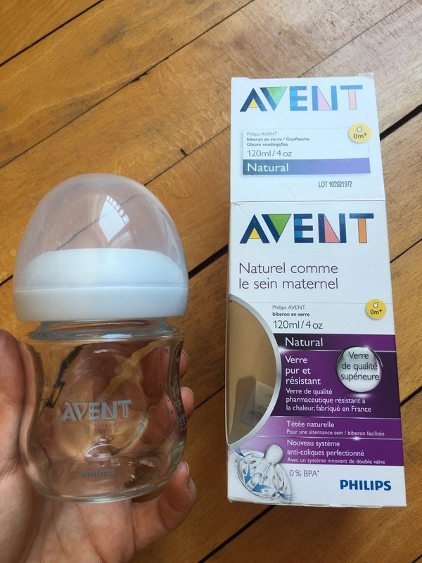 Avent : Biberon Natural en Verre anti-colique 0M+ 120 ml 