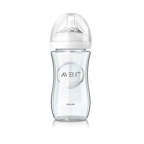 Avent : Biberon Natural en Verre anti-colique 1M+ 240 ml - Allobebe Maroc