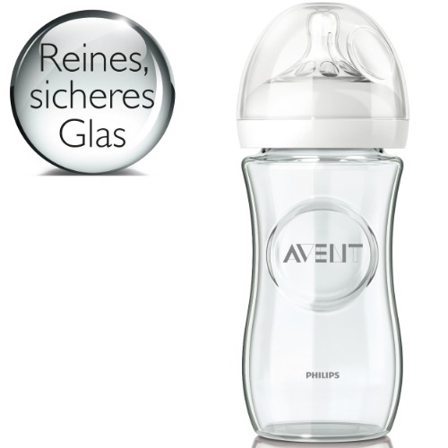 Avent : Biberon Natural en Verre anti-colique 1M+ 240 ml - Allobebe Maroc