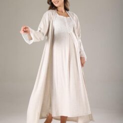 Élégant Pyjama Grossesse Allaitement - Peignoir Long & Robe