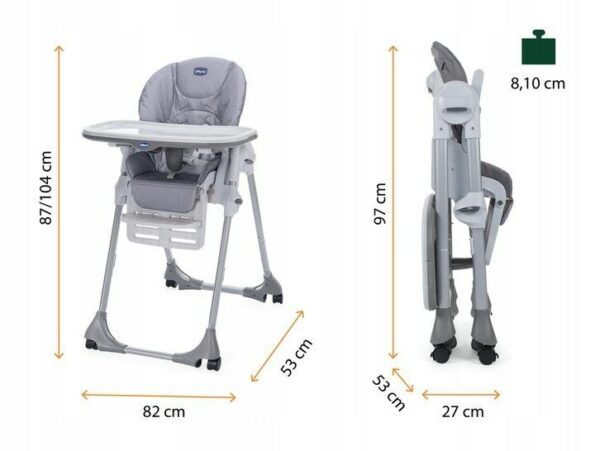 Chaise haute bébé polly easy Nature Gris- CHICCO-18760