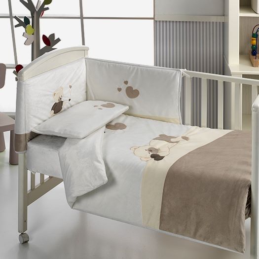Set MORA: tour de lit + oreiller + couverture beige