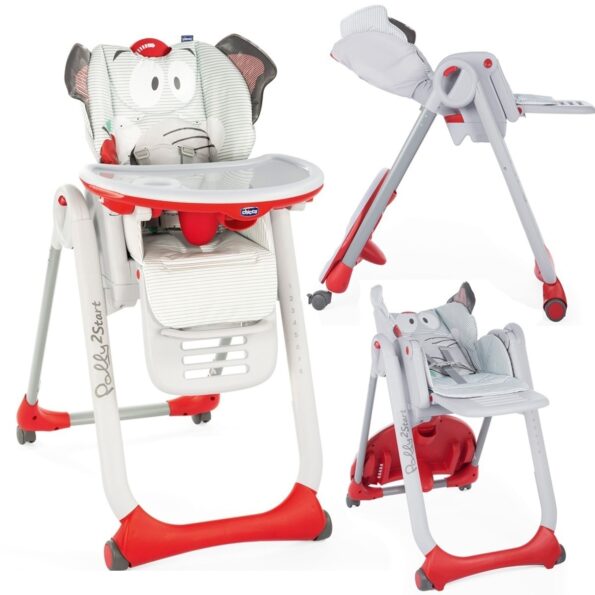 CHICCO –  Chaise Haute Polly2Start Baby Éléphant rouge-18763