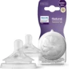 Philips Avent Lot de 2 tétines pour biberon à Réponse Naturelle 0% BPA, Débit 4 pour Bébé de 3 mois + (modèle SCY964/02)