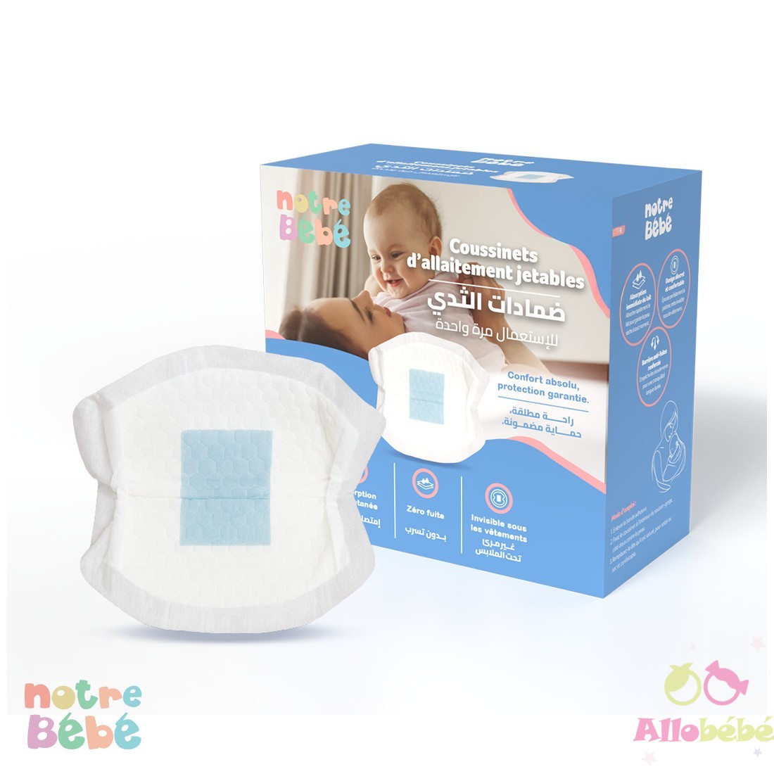 Coussinets d'Allaitement Jetables (x30) Confortet Discrétion - Notre bébé