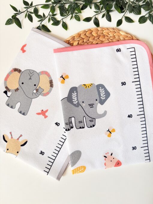 Tapis à Langer Bébé avec Réglette de Croissance  – Motif Animal