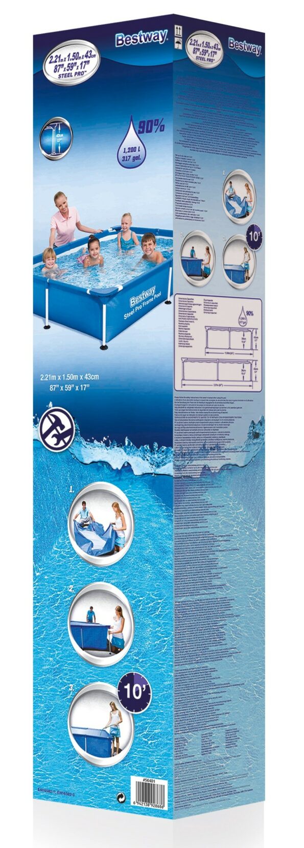 Piscine tubulaire rectangulaire 2,21 x 1,50 x 0,43 m  BESTWAY-4529