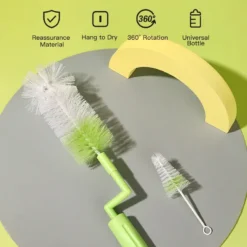 Goupillon Rotatif 360° en Nylon – Kit de Nettoyage Biberons et Tétines