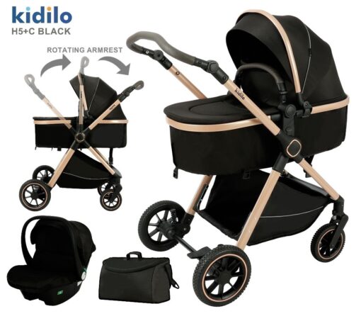 Pack Poussette H5+C Multifonctions Black – Kidilo