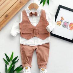 Promo Ensemble Bébé Smoking en Lin & Coton 100% - Chic et Confort