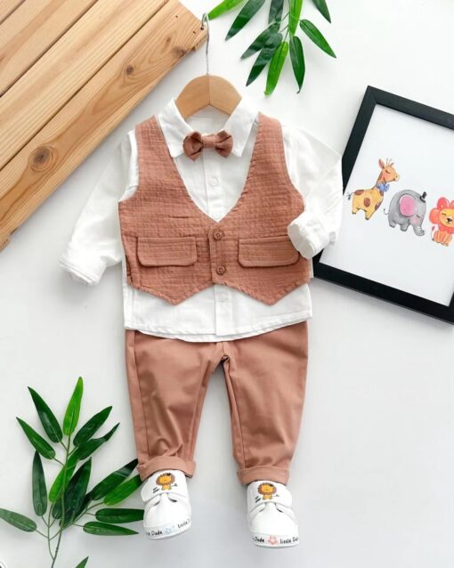 Promo Ensemble Bébé Smoking en Lin & Coton 100% - Chic et Confort