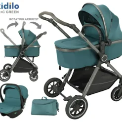 poussette kidilo en vert turquoise