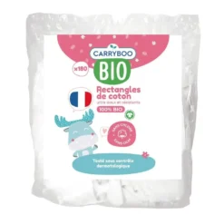 Carryboo Coton Pads - Rectangles de Coton BIO (180 unités)