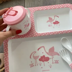 Set Repas 4 Pièces Flamingo Rose - Kikkaboo