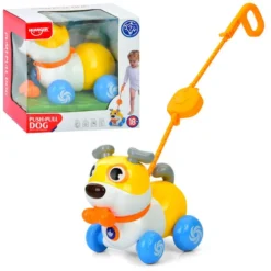 Chien Musical Push-Pull Huanger - Compagnon Interactif 4-en-1 pour Premiers Pas