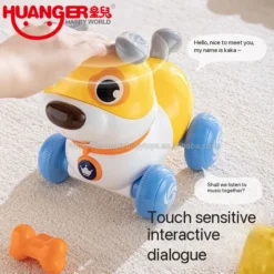 Chien Musical Push-Pull Huanger - Compagnon Interactif 4-en-1 pour Premiers Pas