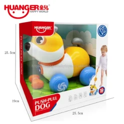 Chien Musical Push-Pull Huanger - Compagnon Interactif 4-en-1 pour Premiers Pas