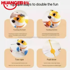 Chien Musical Push-Pull Huanger - Compagnon Interactif 4-en-1 pour Premiers Pas
