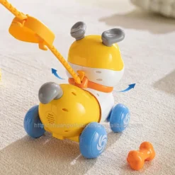Chien Musical Push-Pull Huanger - Compagnon Interactif 4-en-1 pour Premiers Pas