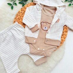 Ensemble Jogging Bébé Confort 3 Pcs 100%Coton - beige Ours