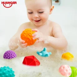 Balles multi-textures Huanger – caoutchouc souple non toxique pour nourrisson