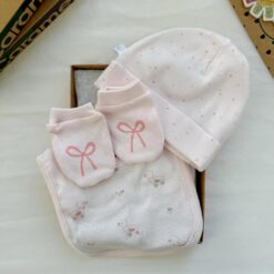 Pack bonnet moufles bavoir princesse – Caramell baby
