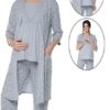 Pyjama Grossesse & Allaitement 3 pcs : Douceur Ultime pour Maman et Bébé