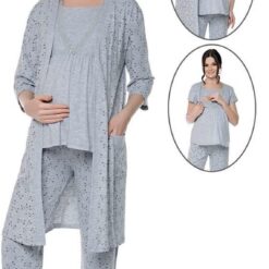 Pyjama Grossesse & Allaitement 3 pcs : Douceur Ultime pour Maman et Bébé