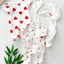 lot de 3 grenouillères matchy en coton - Motif coeur