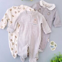 lot de 3 grenouillères coton matchy pour garçon - Baby Bear