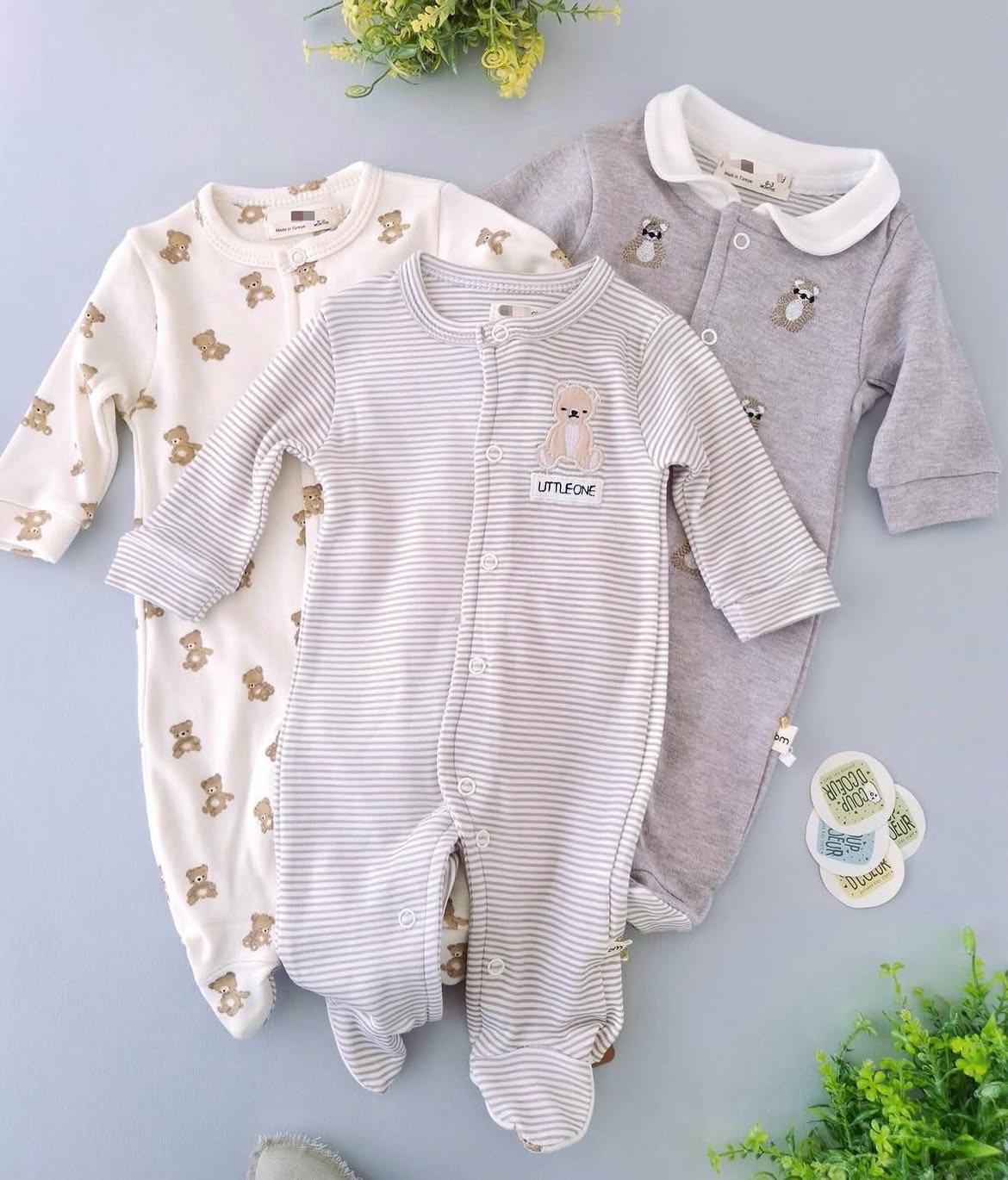 lot de 3 grenouillères coton matchy pour garçon - Baby Bear